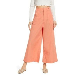 Free People Coral Pink High Rise Wide Leg Menorca Cropped Pants